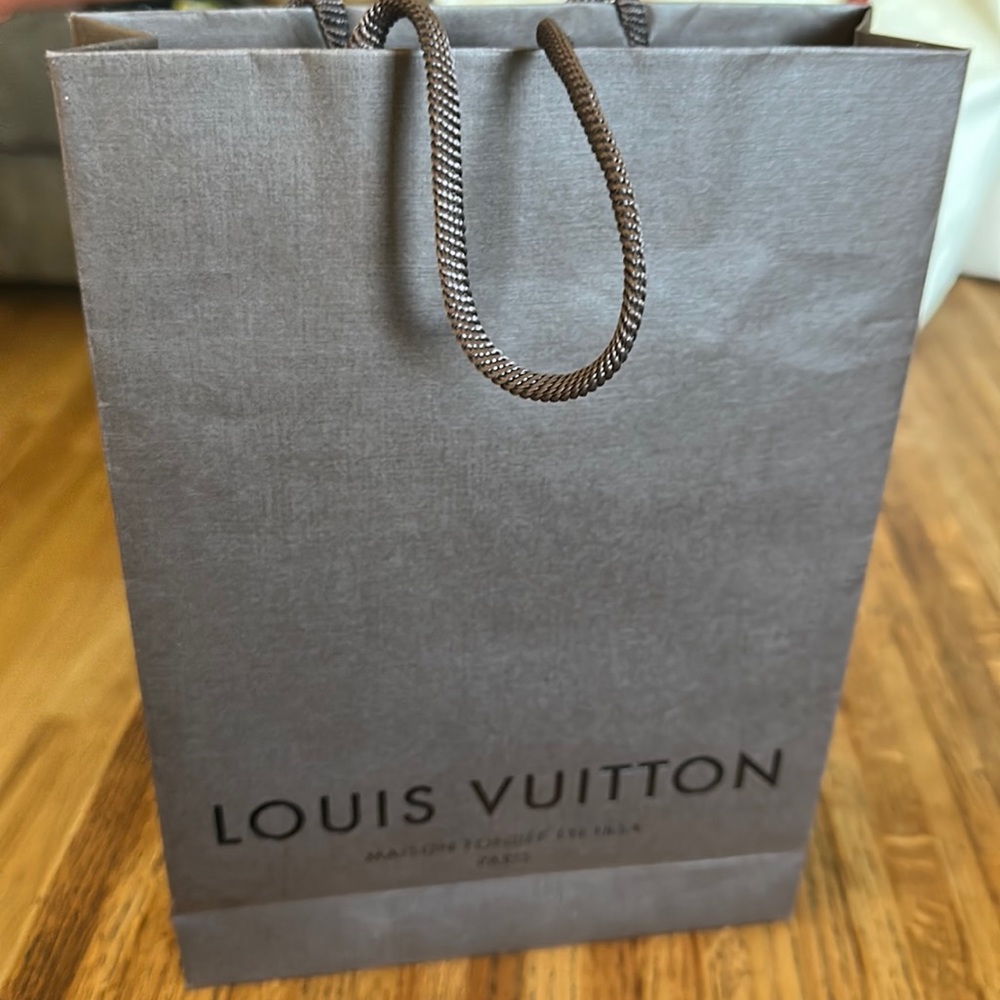 Authentic Louis Vuitton Brown Paper Shopping Bag and Receipt Holder